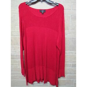 NEW AGB Plus Size 1X Sweater Red w/ Metallic Silver NWT
